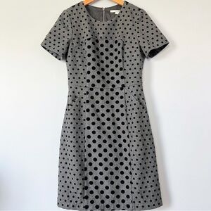 Boden Kathryn Gray & Black Polka Dot Wool Blend Dress Size 4